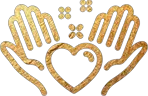 Heart sitting between two hands icon